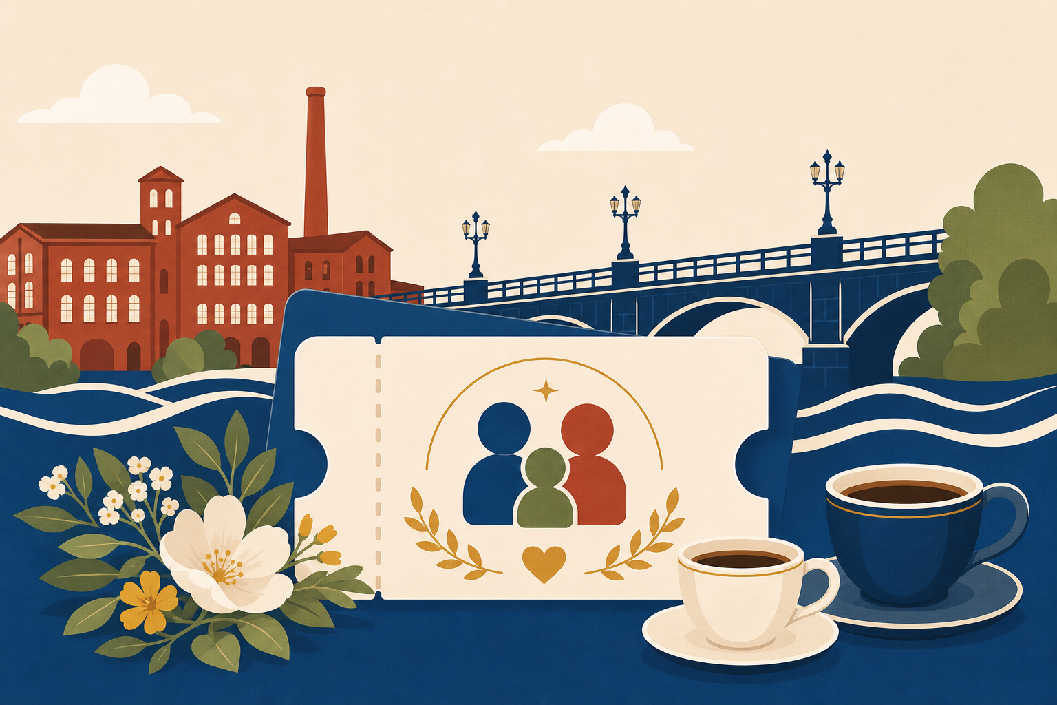 Sukujuhlat Tampereella — pääsylippu ja kahvit Tammerkosken äärellä